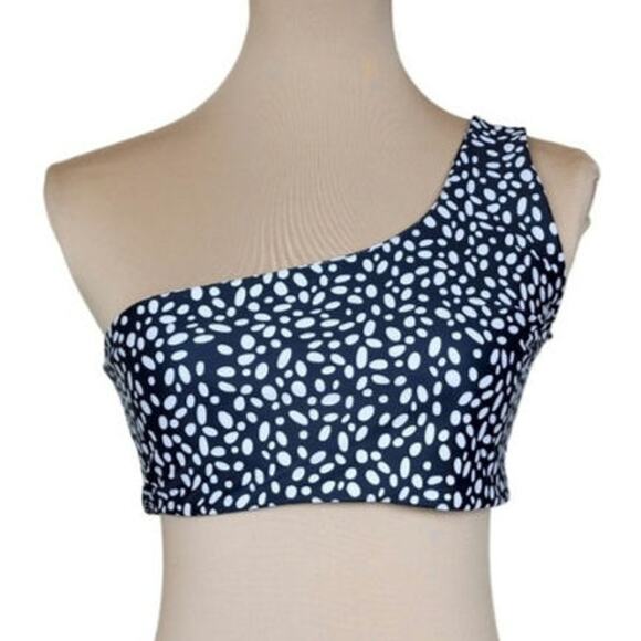 Black & White One Shoulder Swim Top - Picture 1 of 3